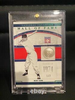 2020 Panini National Treasures Mickey Mantle 1 Of 2! Hall Of Fame Uniform Button