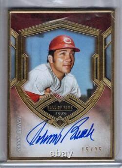 2020 Transcendent Hall of Fame Auto JOHNNY BENCH Gold Framed AUTOGRAPH /25 Topps