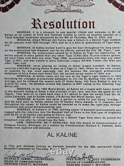 Al Kaline MLB Hall of Fame Resolution from Michigan County Honoring Career