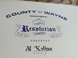 Al Kaline MLB Hall of Fame Retirement Honor, Wayne County Resolution, 1974