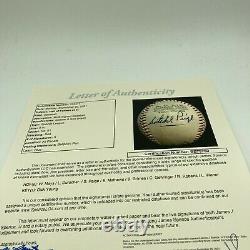 Beautiful Satchel Paige Willie Mays Hall Of Fame Multi Signed Baseball JSA COA