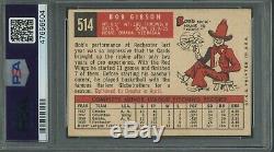 Bob Gibson 1959 Topps Rookie #514 PSA 4 Hall of Fame / Great Image & Color