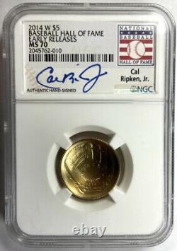 Cal Ripken Hand Signed 2014 W Gold Baseball Hall of Fame Early Releases NGC MS70
