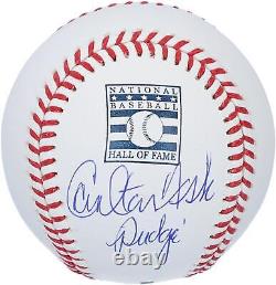 Carlton Fisk Boston Red Sox Signed Hall of Fame Logo Baseball with Pudge Insc