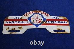 Cooperstown Baseball Centennial License Plate Topper badge Hall of Fame NY AMC
