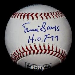 ERNIE BANKS Signed Cooperstown Hall Of Fame Logo Baseball Chicago Cubs Beckett