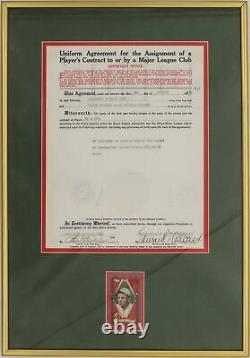 Framed Baseball Hall of Fame Second Baseman Eddie Collins Signed Contract