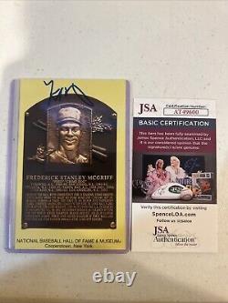 Fred Mcgriff Signed Autograph Hall Of Fame Plaque Postcard Jsa Coa Braves