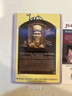 Fred Mcgriff Signed Autograph Hall Of Fame Plaque Postcard Jsa Coa Braves