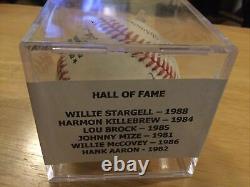 Hall Of Fame Autographed Baseball Including Hank Aaron Johnny Mize Lou Brock