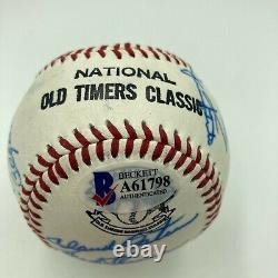Hall Of Fame Multi Signed Cracker Jack Old Timers Game Baseball Beckett COA