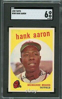 Hank Aaron 1959 Topps #380 SGC 6 Hall of Fame Slugger / True Home Run King