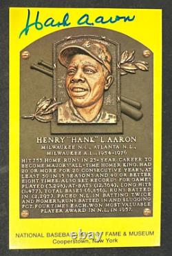 Hank Aaron Autographed MLB Hall Of Fame Postcard Dodgers BAS