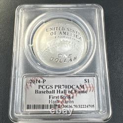 Hank Aaron Signed Label 2014-P PCGS PR70 DCAM Baseball Hall of Fame Dollar RARE