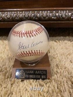 Hank Aaron autographed baseball Hall Of Fame 755 Career Home Runs
