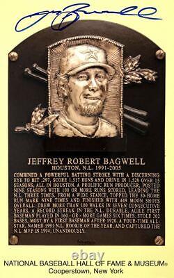 Jeff Bagwell Signed Autographed Hall of Fame Plaque Yellow Postcard TRISTAR COA