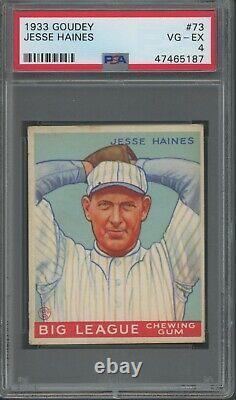 Jesse Haines 1933 Goudey #73 PSA 4 Hall of Fame / Great Eye Appeal Sox