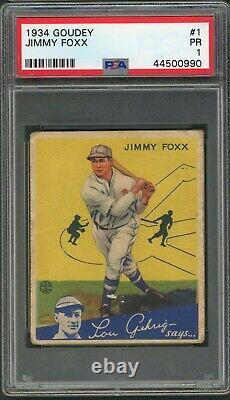 Jimmy Foxx 1934 Goudey #1 PSA 1 Hall of Fame Legend Nice/Clean Example
