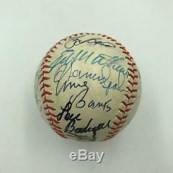 Joe Dimaggio Sandy Koufax Ernie Banks Hall Of Fame Multi Signed Baseball JSA COA
