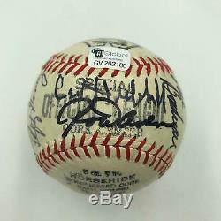 Joe Dimaggio Sandy Koufax Ernie Banks Hall Of Fame Multi Signed Baseball JSA COA