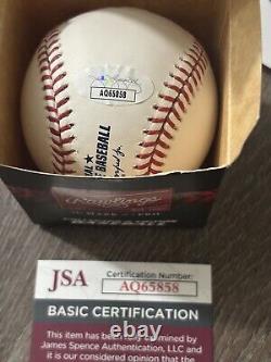 John Smoltz Autographed Hall Of Fame Official MLB Baseball JSA COA
