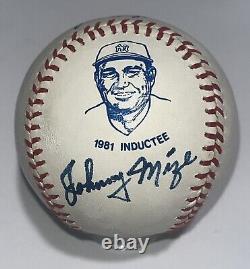 Johnny Mize Signed Cooperstown Hall Of Fame Inductee Logo Baseball PSA/DNA