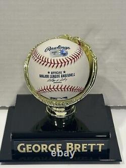 KSA George Brett Signed OML Baseball Hall of Fame Display Case withFull Letter
