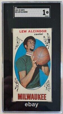 LEW ALCINDOR 1969 Topps #25 SGC 1 Hall Of Fame Rookie Bucks