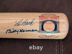 Lou Brock, Billy Herman, Robin Roberts, Louis Aparicio Signed Hall Of Fame Bat