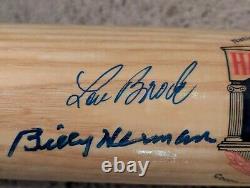 Lou Brock, Billy Herman, Robin Roberts, Louis Aparicio Signed Hall Of Fame Bat