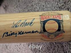 Lou Brock, Billy Herman, Robin Roberts, Louis Aparicio Signed Hall Of Fame Bat