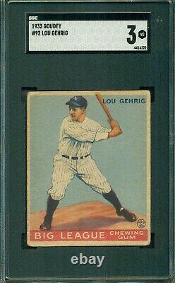 Lou Gehrig 1933 Goudey #92 SGC 3 Hall of Fame Icon Top 10 Baseball Card