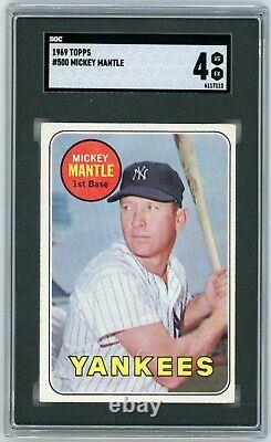 MICKEY MANTLE 1969 Topps #500 Yellow Final Card Yankees Hall of Fame SGC 4 VG-EX
