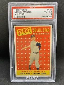Mickey Mantle 1958 Topps All Star #487 PSA 4 VG-EX Hall Of Fame Legend Vintage