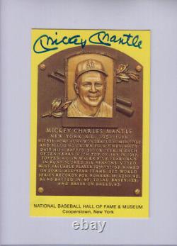Mickey Mantle Hall Of Fame Postcard Plaque AUTOGRAPH / SIGNED Yankees HOF MINT
