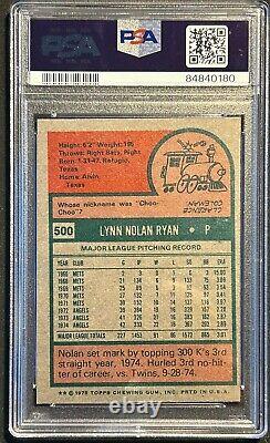 NOLAN RYAN 1975 Topps #500 Hall of Fame HOF PSA 7