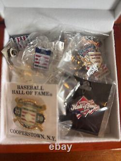 National Baseball Hall of Fame Cooperstown NY Keepsake/Pin/Jewelry Box + 23 Pins