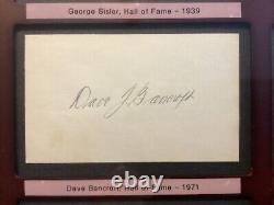 Nine Vintage Baseball Hall of Fame Inductees Auto 3x5 Index Cards Framed Display
