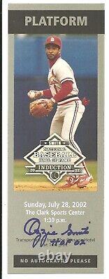 Ozzie Smith Autographed 2002 Baseball Hall of Fame Induction Ticket w Insc