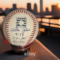 Pete Rose auto Hall of Fame HOF Logo Baseball Signed 4192 9/11/85 801 Pm