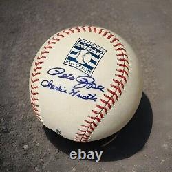 Pete Rose auto Hall of Fame HOF Logo Baseball Signed Charlie Hustle Autograph