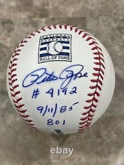 RARE Pete Rose autographed auto Hall of Fame Logo Baseball Signed 4192 9/11/85