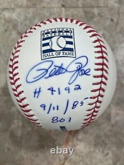RARE Pete Rose autographed auto Hall of Fame Logo Baseball Signed 4192 9/11/85