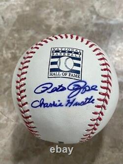 RARE Pete Rose autographed auto Hall of Fame Logo Baseball Signed CHARLIE HUSTLE