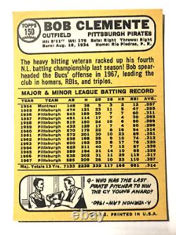 ROBERTO BOB CLEMENTE 1968 Topps #150 Pittsburgh Pirates Hall of Fame 1973