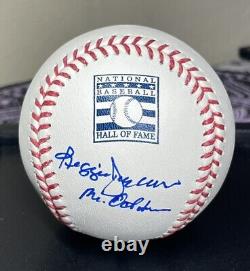 Reggie Jackson Autographed Hall Of Fame Baseball Mr October Inscription ROMLBHOF