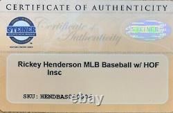 Rickey Henderson Autographed Hall of Fame Signed Baseball Steiner Sports COA