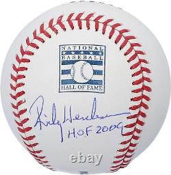 Rickey Henderson Oakland Athletics Signed Hall of Fame Logo Baseball with2009 Insc