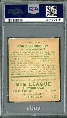 Rogers Hornsby 1933 Goudey #119 PSA 2 Hall of Fame Great / Centered