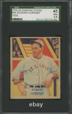 Rogers Hornsby 1935 Diamond Stars #44 SGC 45 / 3.5 Hall of Fame Great